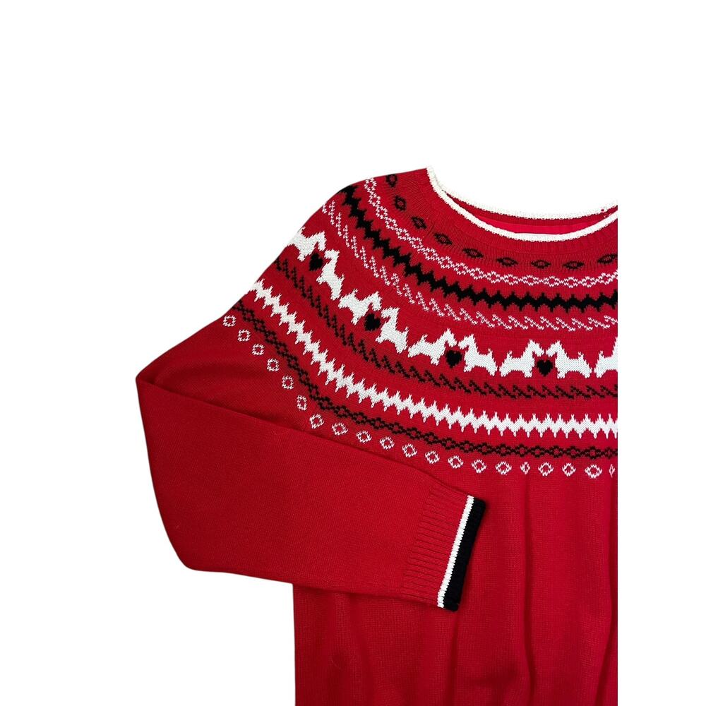 Charter Club Scottie Dog Fair Isle Sweater Novelty Christmas Holiday Red Size XL - Picture 8 of 14